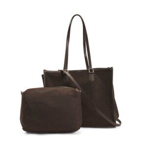 VIOLA CASTELLANI Chocolate Made In Italy Suede Square Tote